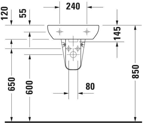 DURAVIT D-Code Handwaschbecken 450 mm mit Überlauf, 1 Hahnloch, weiß