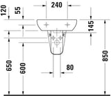 DURAVIT D-Code Handwaschbecken 450 mm mit Überlauf, 1 Hahnloch, weiß