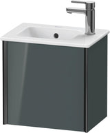 DURAVIT XViu Waschtischunterbau wandhängend 400 mm, 1 Tür links, dolomiti grey hochglanz – ohne Griff, mit Tip-On-Technik