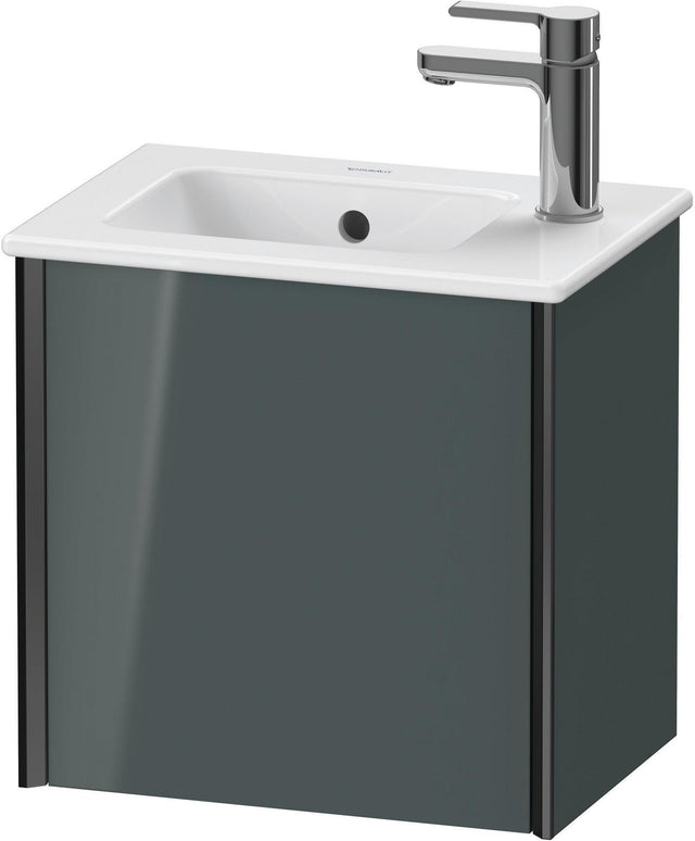 DURAVIT XViu Waschtischunterbau wandhängend 400 mm, 1 Tür links, dolomiti grey hochglanz – ohne Griff, mit Tip-On-Technik