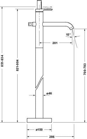 DURAVIT C.1 Einhebel-Wannenmischer bodenstehend 201 mm Ausladung Chrom Hochglanz