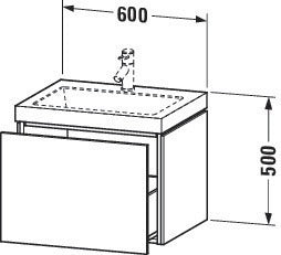 Duravit Waschtischset L-Cube 600x480mm mit Möbelwaschtisch Vero Air, wandhängend, ohne Überlauf