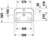DURAVIT Handwaschbecken Serie 1930 500 mm mit Überlauf, 1 Hahnloch, weiß WonderGliss