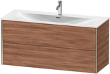 DURAVIT XViu Waschtischunterbau wandhängend 1210 mm, 2 Schubkästen, weiß matt – ohne Griff, mit Tip-On-Technik