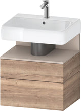 DURAVIT Qatego Waschtischunterbau 590 mm wandhängend, 1 Auszug, weiß Hochglanz, Nische Eiche Schwarz
