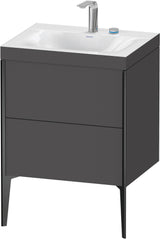 DURAVIT XViu c-bonded Waschtischunterbauset 610x600x480 mm, 2 Auszüge, schwarz matt / graphit matt