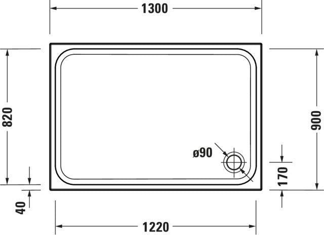 DURAVIT D-Code Duschwanne 1300x900 mm Sanitäracryl mit Antislip – Weiß glänzend