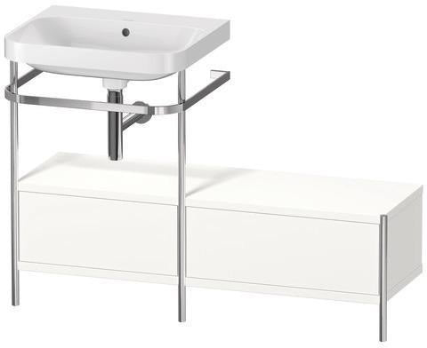Duravit Happy D.2 Plus Waschtischset 1200 mm taupe supermatt – Einrichtungssystem Nussbaum rechts, bodenstehend, mit Hahnloch