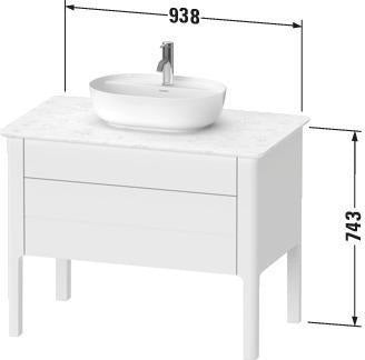 Duravit Luv Waschtischunterbau bodenstehend 938 mm mit Schubkasten und Auszug in Weiß Seidenmatt
