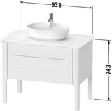 Duravit Luv Waschtischunterbau bodenstehend 938 mm mit Schubkasten und Auszug in Weiß Seidenmatt