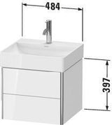 DURAVIT XSquare Waschtischunterbau wandhängend 484 mm, 2 Schubkästen, weiß matt, Tip-On