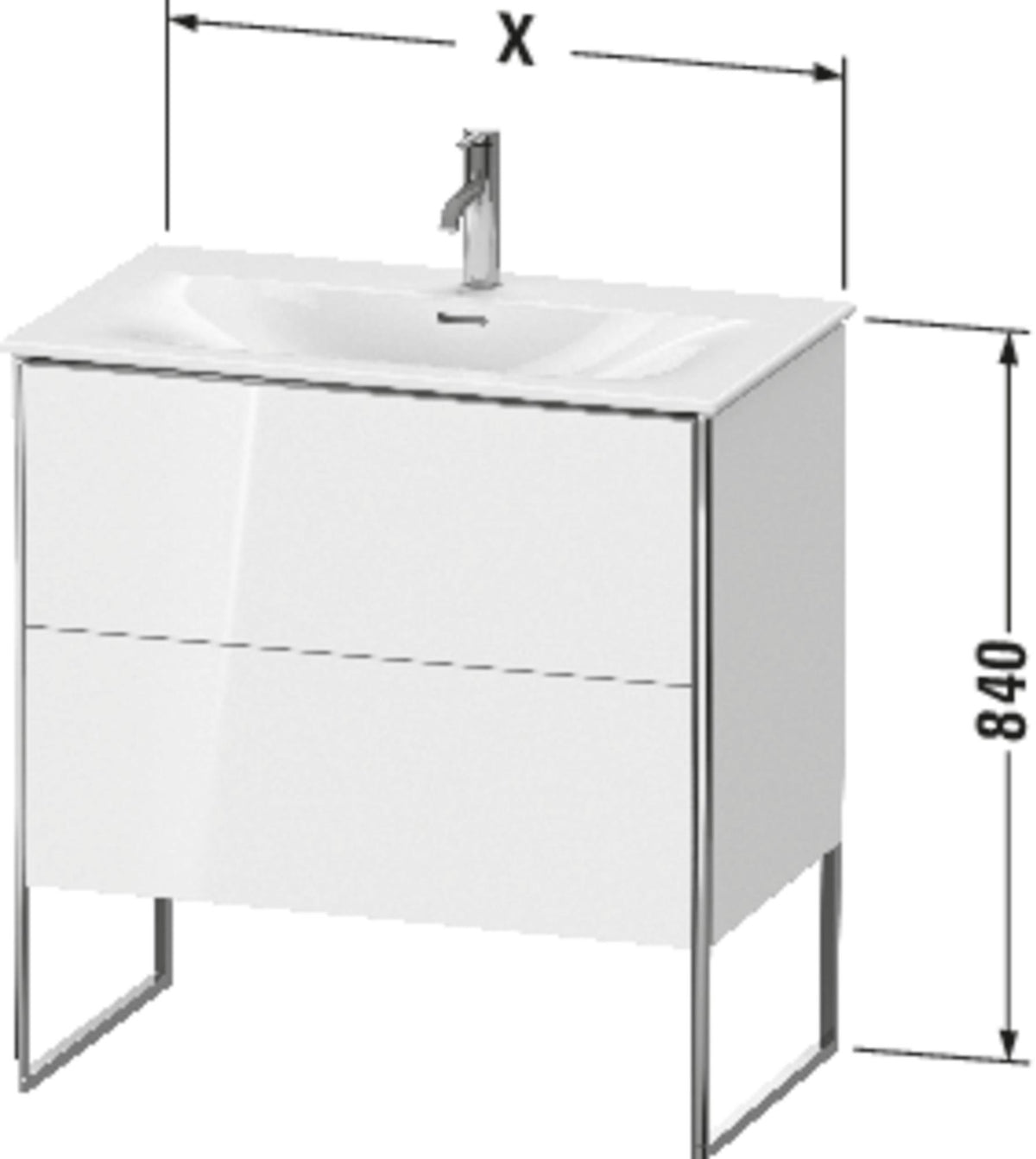 Duravit Waschtischunterbau XSquare 810x840x478mm mit 2 Auszügen, s-matt und Ahorn-Esche