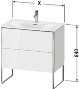 Duravit Waschtischunterbau XSquare 810x840x478mm mit 2 Auszügen, s-matt und Ahorn-Esche