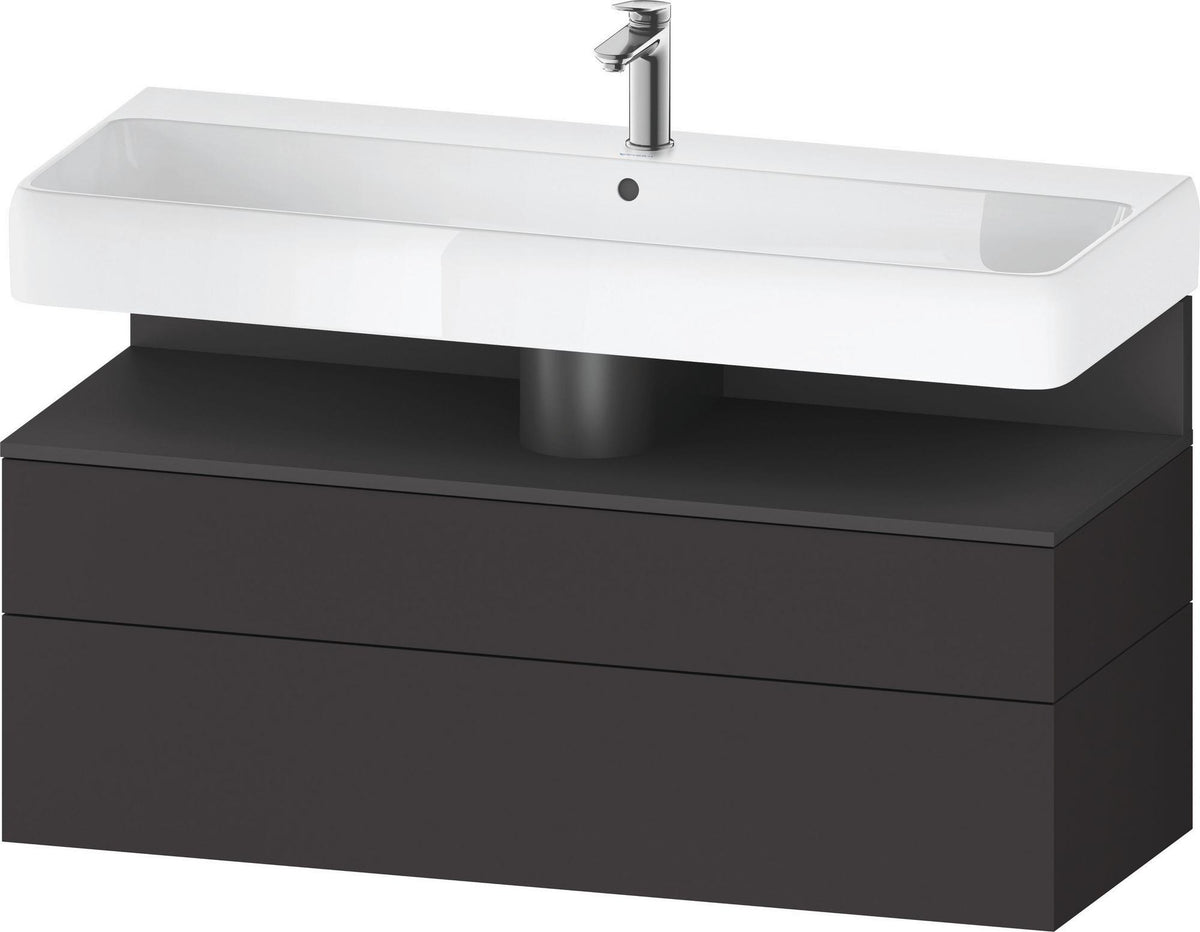 Duravit Qatego Waschtischunterbau 1190 mm – Weiß Matt mit Eiche Schwarz Nische, 1 Auszug, LED