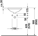 DURAVIT Einbauwaschtisch Architec 400 mm, weiß, mit Überlauf, ohne Hahnloch