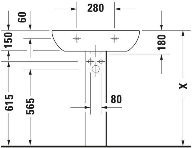Duravit D-Code Waschtisch 550 mm weiß mit Überlauf und Hahnlochbank – Wandmontage