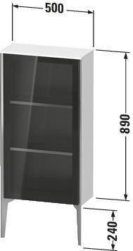 DURAVIT XViu Halbhochschrank 500 mm, Glastür Champagner matt, Korpus Eiche Terra, Push-Open