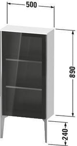 DURAVIT XViu Halbhochschrank 890 mm, Glasfront Nussbaum gebürstet, rechts, Tip-on