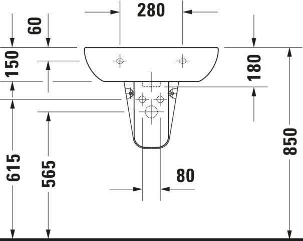 Duravit D-Code Waschtisch 550 mm weiß mit Überlauf und Hahnlochbank – Wandmontage