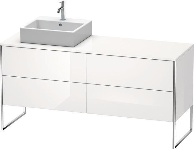 Duravit XSquare Waschtischunterbau 1600 mm mit Becken links, Außen taupe seidenmatt, inkl. Fußgestell