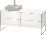 Duravit XSquare Waschtischunterbau 1600 mm mit Becken links, Außen taupe seidenmatt, inkl. Fußgestell