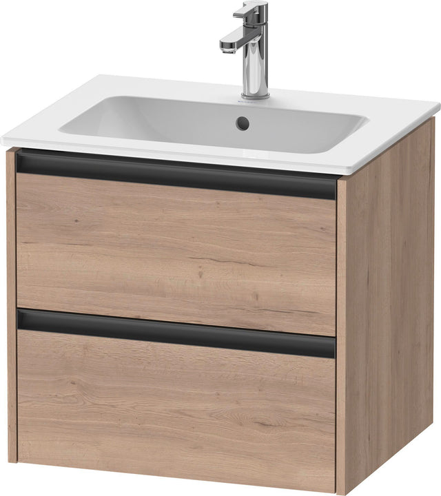 Duravit Ketho.2 Waschtischunterbau 610 mm Eiche Terra Matt mit 2 Schubkästen und Soft-Close