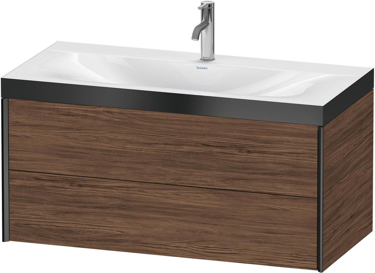 DURAVIT XViu Waschtischunterbauset c-bonded 1000 mm, 2 Schubkästen, Nussbaum/Schwarz matt