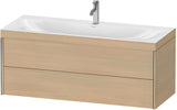 Duravit XViu c-bonded Waschtischunterbauset 1200 mm, 2 Schubkästen, champagner matt/eiche dunkel
