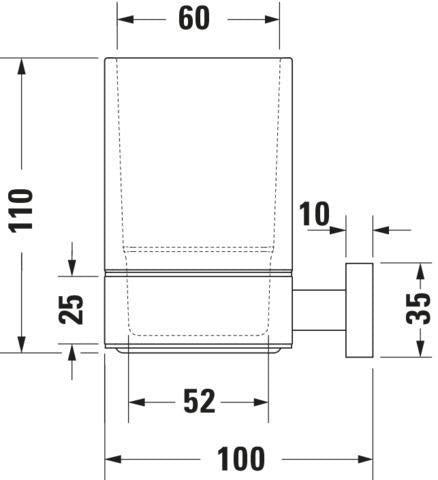 Duravit Karree Zahnputzbecher Chrom mit weißem Matt-Becher, 100x69x110 mm, Wandmontage