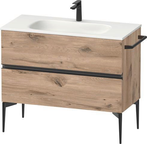 DURAVIT Sivida Waschtischunterbau 1010 mm Nussbaum mit 2 Schubkästen und Soft-Close