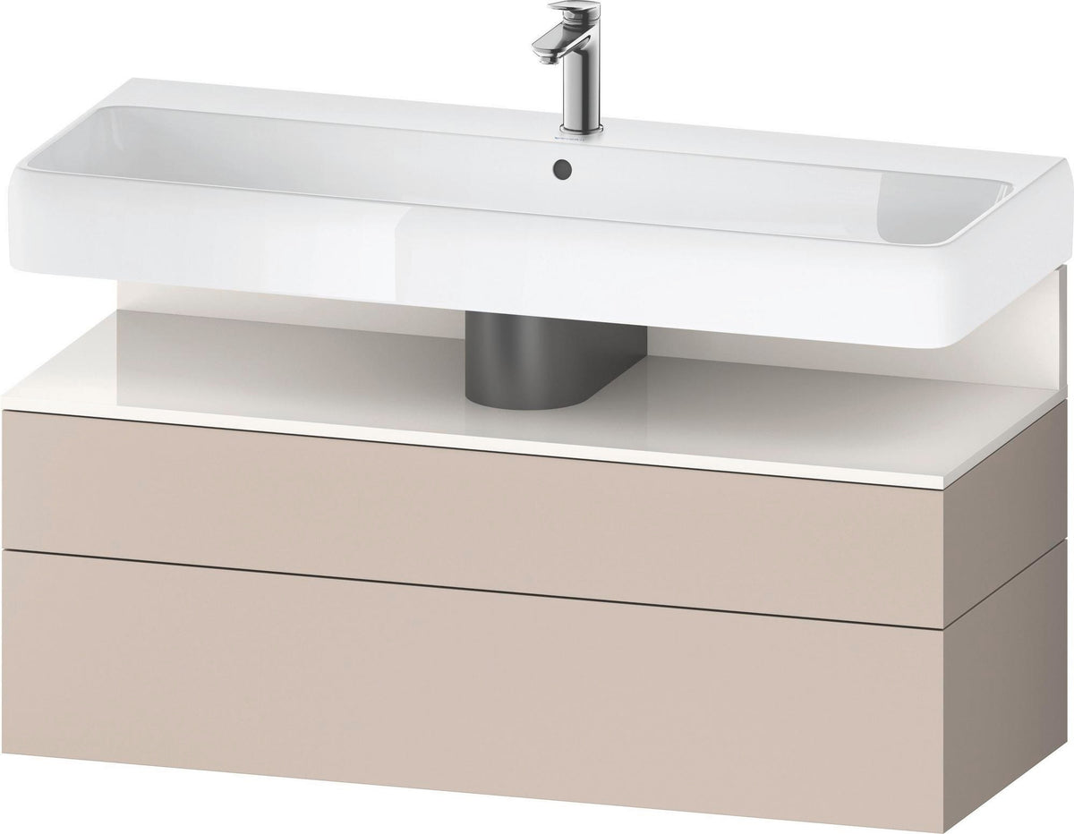 Duravit Qatego Waschtischunterbau 1190 mm – Weiß Matt mit Eiche Schwarz Nische, 1 Auszug, LED