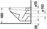 DURAVIT Wand-WC Design Classics Cascade 530 mm weiß – Wandhängendes Tiefspül-WC mit Spülrand