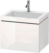DURAVIT L-Cube c-bonded Waschtischset 600 mm mit Vero Air Becken, 1 Auszug, Weiß Matt