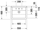 DURAVIT Halbeinbauwaschtisch Starck 3 550 mm mit Hahnlochbank, Überlauf & 1 Hahnloch in Weiß