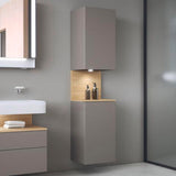 DURAVIT Qatego Hochschrank 400 mm, 2 Türen, weiß Hochglanz, Eiche Schw. Matt