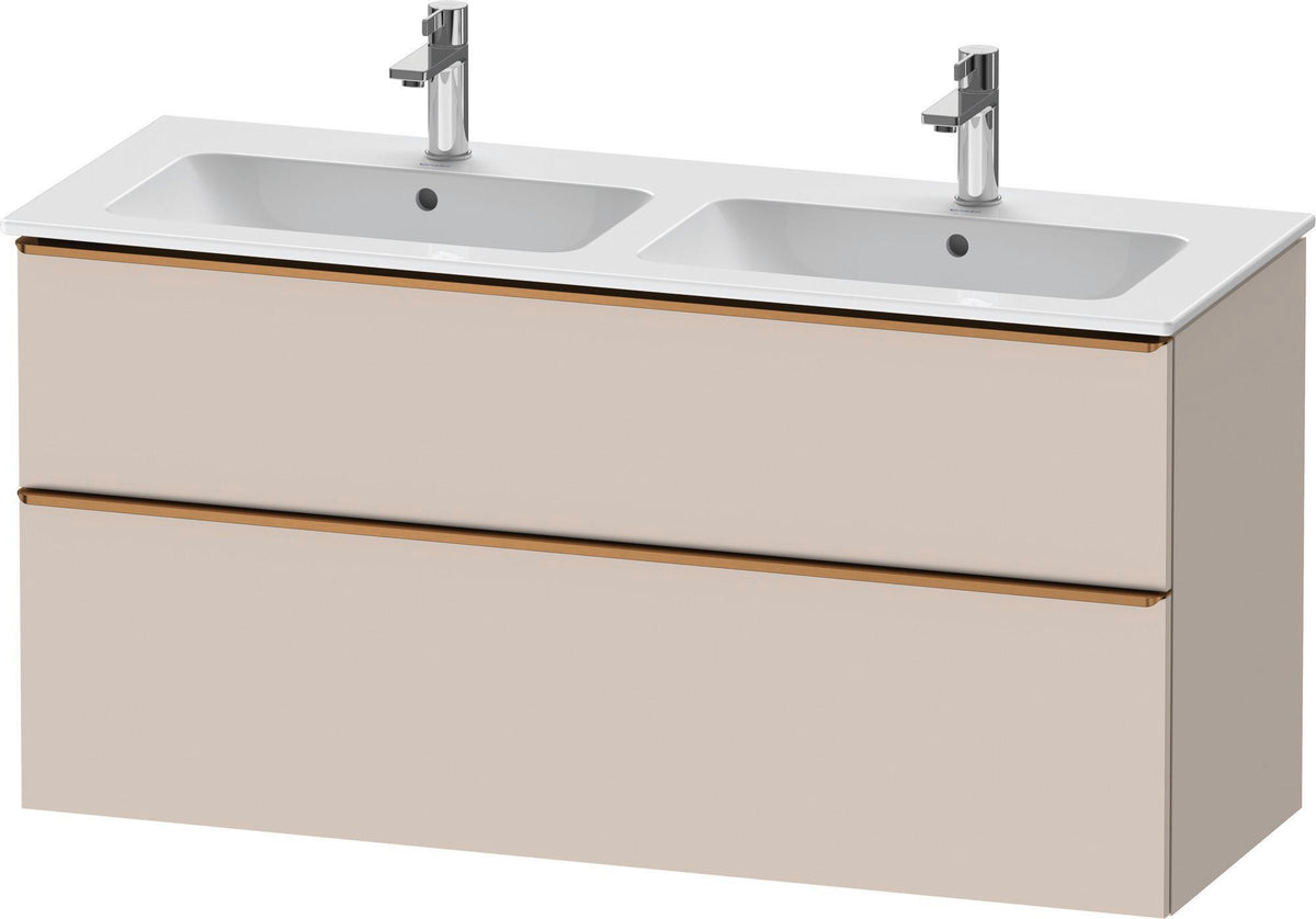Duravit D-Neo Waschtischunterbau 1280 mm betongrau matt – wandhängend, 1 Auszug, Bronze Griff