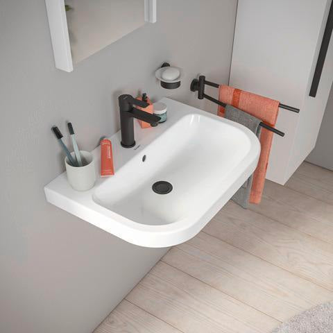 Duravit D-Code Waschtisch 650x460mm Weiß mit Überlauf, 1 Hahnloch, wandhängend