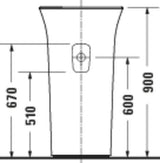 DURAVIT White Tulip Freistehender Waschtisch 500 mm ohne Überlauf mit WonderGliss