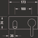 DURAVIT C.1 Einhebel-Waschtischmischer Unterputz 174 mm Schwarz Matt ohne Zugstange