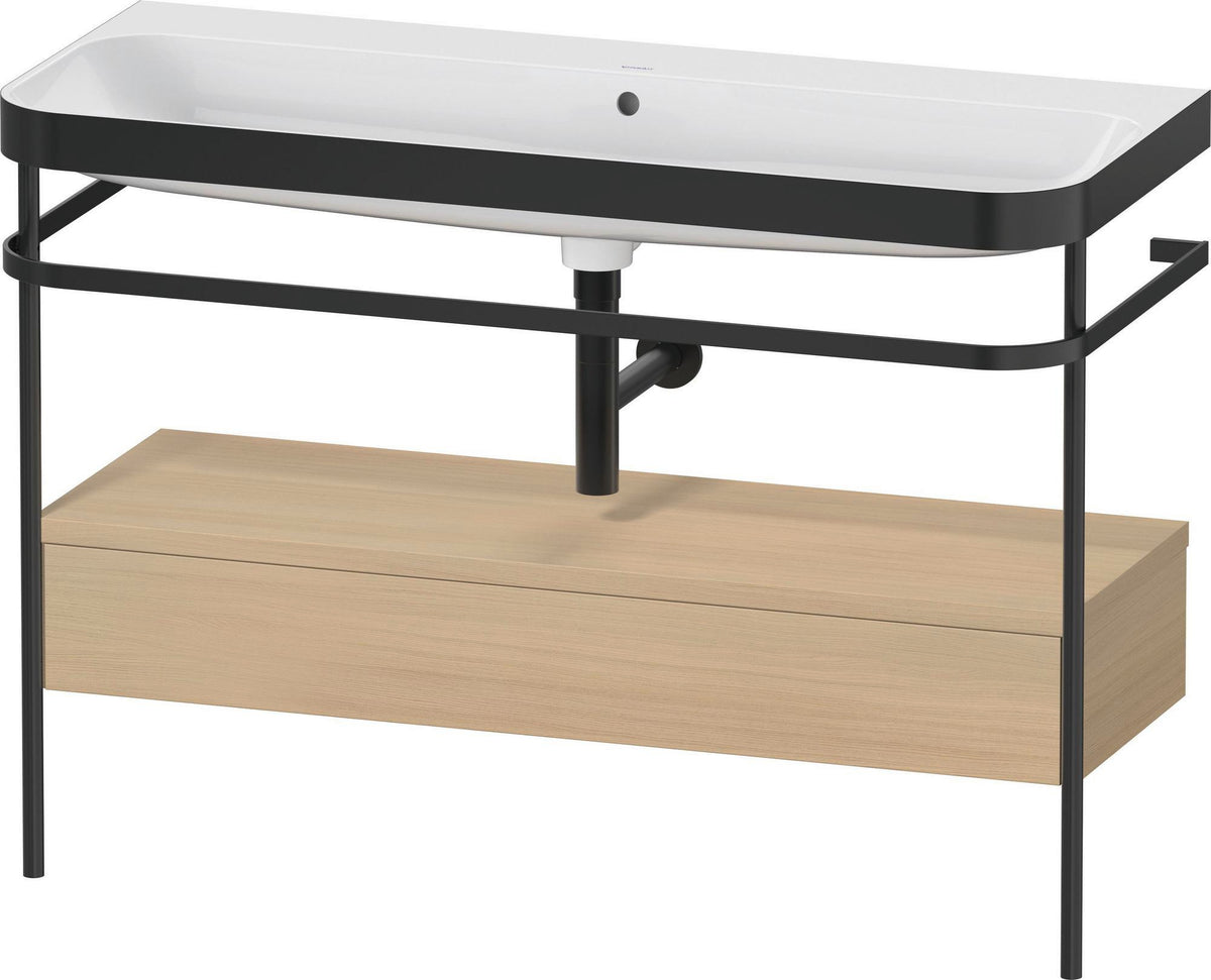 Duravit Happy D.2 c-bonded Waschtischset 1175 mm mit Metallkonsole & Schubkasten in Taupe