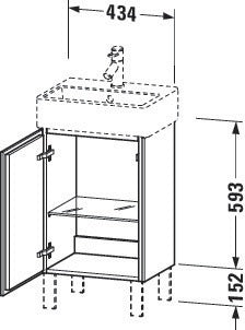DURAVIT L-Cube Waschtischunterbau 593x434x341 mm, amerikanisch nussbaum, Anschlag links, für Vero Air