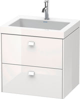 Duravit Brioso c-bonded Waschtischset 613x600x480 mm mit 2 Schubkästen, Chrom/Betongrau Matt