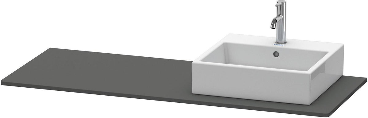 Duravit XSquare Konsole 1400x550mm betongrau matt – 1 Ausschnitt, mit Siphonaussparung
