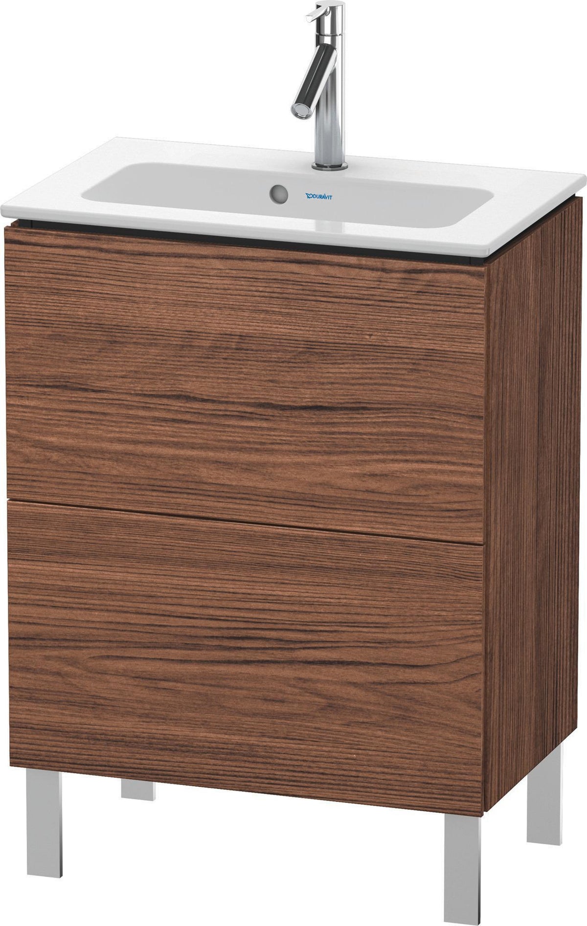 Duravit L-Cube Waschtischunterbau 620 mm, 2 Auszüge, bodenstehend, Weiß Matt – mit Tip-On