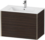 Duravit XViu Waschtischunterbau wandhängend 810 mm, 2 Schubkästen, champagner matt/weiß matt – ohne Griff, mit Tip-On-Technik