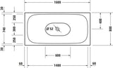 DURAVIT XViu Badewanne 1600x800mm freistehend mit Metallgestell Champagner Matt