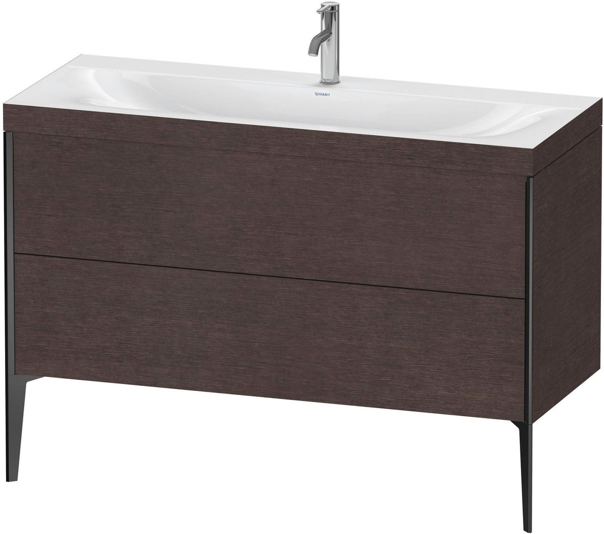 DURAVIT XViu c-bonded Waschtischunterbauset 1200 mm, 2 Auszüge, Eiche Dunkel / Schwarz Matt