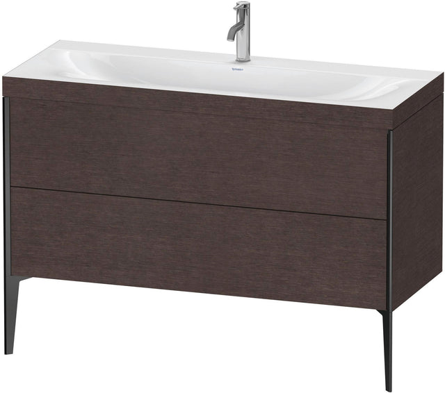 DURAVIT XViu c-bonded Waschtischunterbauset 1200 mm, 2 Auszüge, Eiche Dunkel / Schwarz Matt