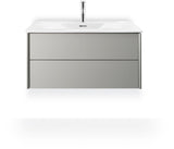 DURAVIT XViu Waschtischunterbau 810 mm wandhängend, 2 Schubkästen, taupe matt – mit Tip-On Technik