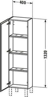 Duravit Halbhochschrank L-Cube 243x400x1320mm 1 Tür links, Amerikanisch Nussbaum
